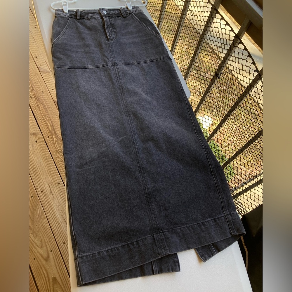 ALC Hunter Skirt Black Denim Hunter Panel Maxi Skirt Made in USA Size 2 NEW - Picture 7 of 17